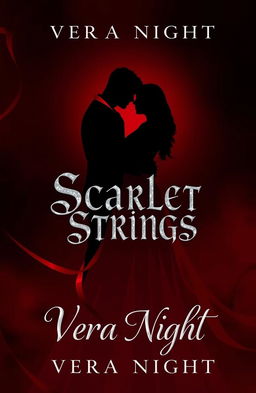 A captivating book cover design for 'Scarlet Strings' by Vera Night, featuring a dark love theme