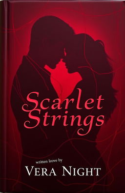 A hauntingly beautiful book cover for 'Scarlet Strings' by Vera Night, featuring a dark love theme