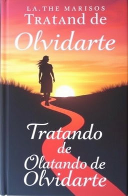 A book cover titled 'Tratando de Olvidarte', featuring the silhouette of two lovers walking apart on different paths