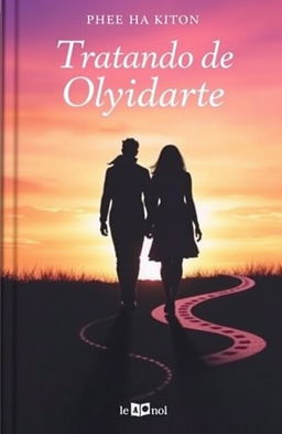 A book cover titled 'Tratando de Olvidarte', featuring the silhouette of two lovers walking apart on different paths