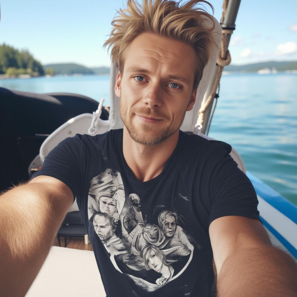 A casual selfie of a confident Finnish man with tousled blonde hair, showcasing a warm smile and bright blue eyes