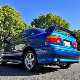 A stunning rear view of a 1995 Toyota Corolla AE101, showcasing its classic lines and stylish ducktail spoiler