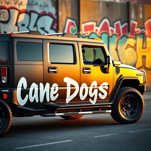 A matte black Hummer H2 parked in an urban setting