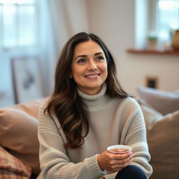 A thoughtful and inviting portrait of a woman reflecting on new beginnings after a divorce