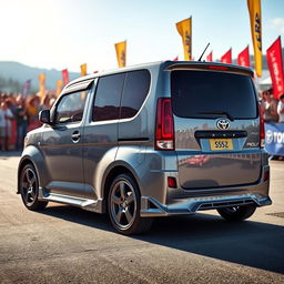A 2005 Toyota Probox, designed for a stylish rally theme
