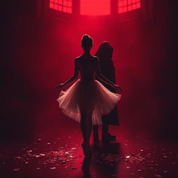 In the crimson light of a fading day, a ballerina named Lilith stands lost amidst the labyrinth of destiny, on display at a cruel auction