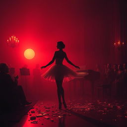 In the crimson light of a setting sun, a lost ballerina named Lilith stands at a cruel auction, her shattered dream scattered like shards of glass on the floor