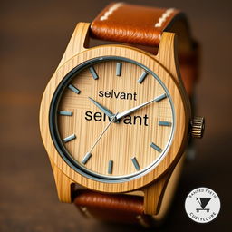 A stylish men’s watch designed with an eco-friendly aesthetic, made from sustainable materials such as bamboo and recycled metals