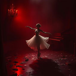 In the dim crimson light of a fading day, a lost ballerina named Lilith stands as the centerpiece of a cruel auction