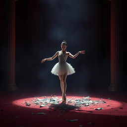 In the dim crimson light of a fading day, a lost ballerina named Lilith stands as the centerpiece of a cruel auction
