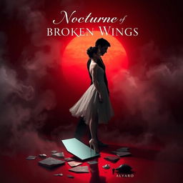 A captivating book cover design for 'Nocturne of Broken Wings'