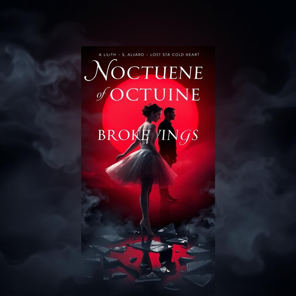 A captivating book cover design for 'Nocturne of Broken Wings'