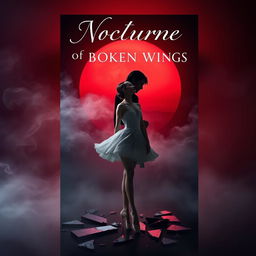A captivating book cover design for 'Nocturne of Broken Wings'