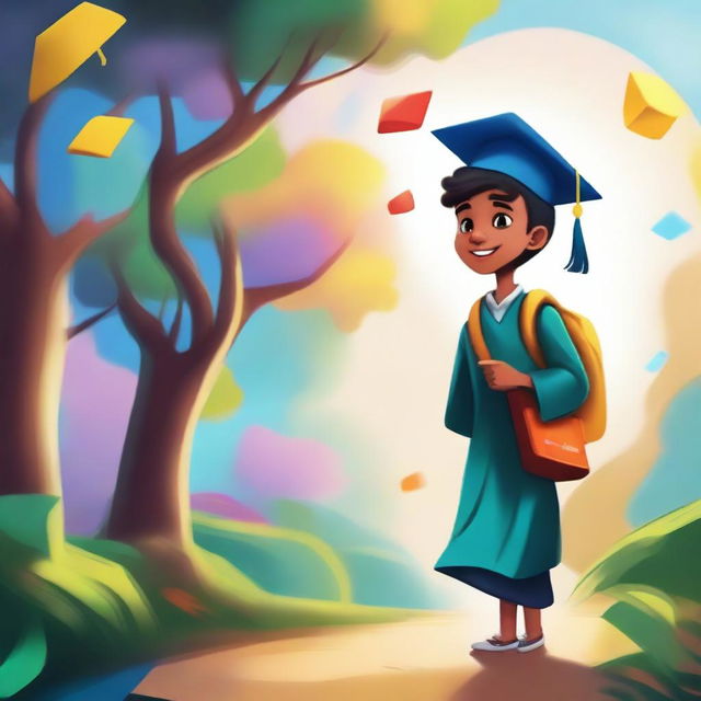 This high-quality digital painting portrays the journey of a person flourishing due to education