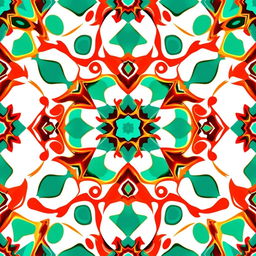 A beautiful and intricate geometric pattern featuring vibrant colors like turquoise, gold, and coral, blending together in a harmonious design