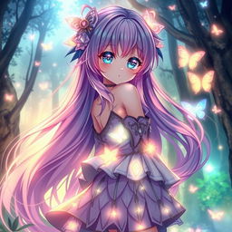 A stunning anime waifu character, depicted as a mystical girl with otherworldly charm