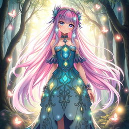 A stunning anime waifu character, depicted as a mystical girl with otherworldly charm