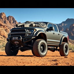 A rugged and adventurous off-road pickup truck designed for tough terrains, prominently featuring the iconic Millennium Falcon logo on its hood