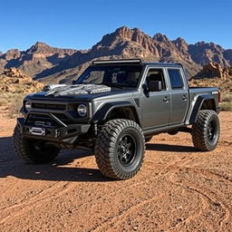 A rugged and adventurous off-road pickup truck designed for tough terrains, prominently featuring the iconic Millennium Falcon logo on its hood