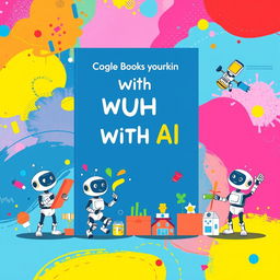 A vibrant and playful eBook cover design featuring a whimsical and colorful abstract background that suggests creativity and fun with AI technology
