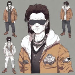 The image is a detailed digital art depiction of a white male with a robotic eye, concealed by an eye patch