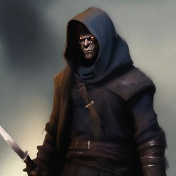 This is a digital art depiction of a Hobgoblin soulknife rogue in his mid 20's