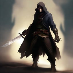 This is a digital art depiction of a Hobgoblin soulknife rogue in his mid 20's