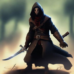 This is a digital art depiction of a Hobgoblin soulknife rogue in his mid 20's