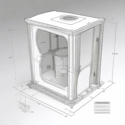 A detailed digital diagram of a 30x30x15 inches speaker box, depicted from multiple angles with clear measurements