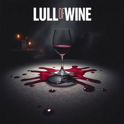 A dramatic movie poster featuring a spilled glass of red wine, artistically spread across the scene