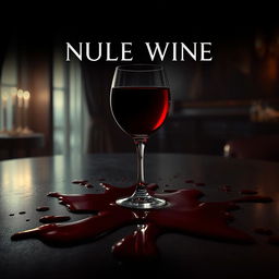 A dramatic movie poster featuring a spilled glass of red wine, artistically spread across the scene