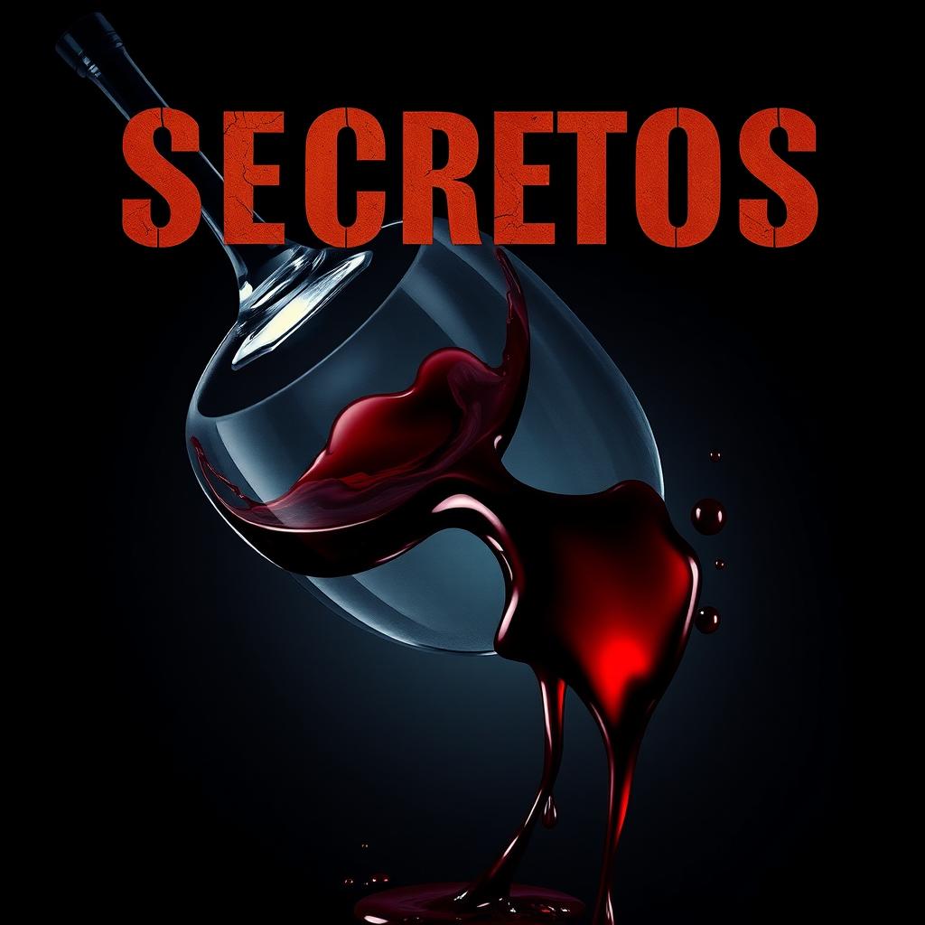 A cinematic movie poster featuring an overturned wine glass with red wine spilling out, creating a dramatic and intense scene