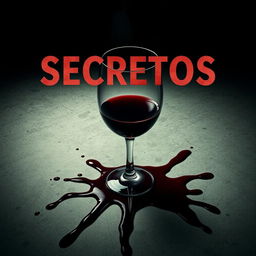 A dramatic movie poster featuring a spilled wine glass with red wine running over a textured surface, intermixed with dark red blood stains for a chilling effect