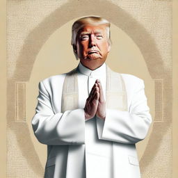 A high-quality digital art piece presenting Donald Trump as an Imam