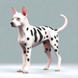 A digital art piece of a unique cat-dog hybrid, combining the best features of both animals