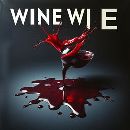 A movie cover featuring an overturned wine glass with red wine spilling out, creating dramatic splashes and stains of blood on a dark background