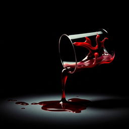 A dramatic cinema poster featuring a tipped-over glass of red wine with the liquid spilling out, creating vivid splashes and stains that resemble blood