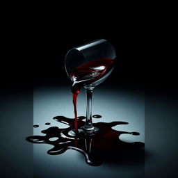 A movie cover featuring a toppled wine glass with red wine spilling out, creating dramatic stains of blood around it