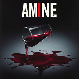A movie cover featuring a toppled wine glass with red wine spilling out, creating dramatic stains of blood around it