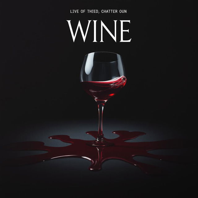 A movie cover featuring a toppled wine glass with red wine spilling out, creating dramatic stains of blood around it