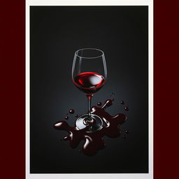 A dramatic movie poster featuring a spilled glass of red wine on a dark background, with the wine flowing out and creating pools on the surface