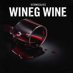 Film poster featuring an overturned wine glass with red wine spilling out and some blood stains on the surface, vertical format, set against a dark background