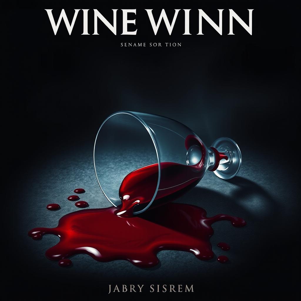 A cinematic movie poster featuring a wine glass overturned on the ground, with red wine spilling out and creating a pool