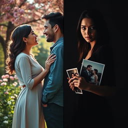 A captivating scene that contrasts love and obsession