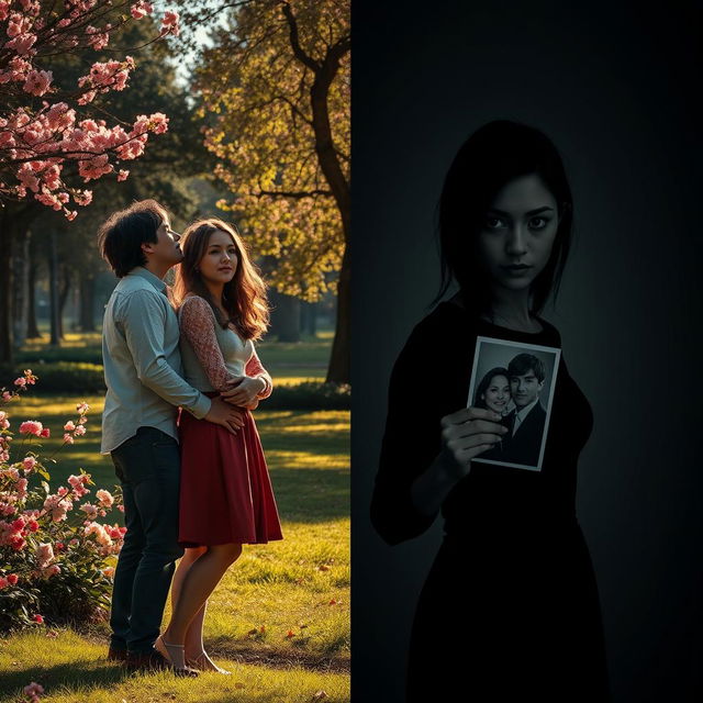 A captivating scene that contrasts love and obsession