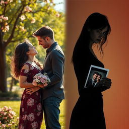 A captivating scene that contrasts love and obsession