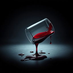 A movie poster design featuring a toppled wine glass with red wine spilling out, creating splashes and drips along the surface