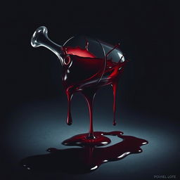 A movie poster design featuring a toppled wine glass with red wine spilling out, creating splashes and drips along the surface