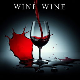 A cinematic movie poster featuring a spilled wine glass with red wine flowing out, creating a dramatic effect
