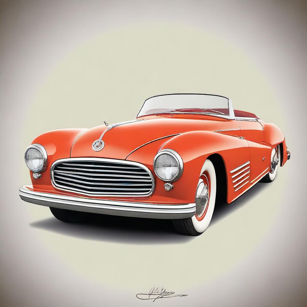 This high-quality digital art piece presents a contemporary rendition of the classic Auburn 851 Boat Tail Speedster